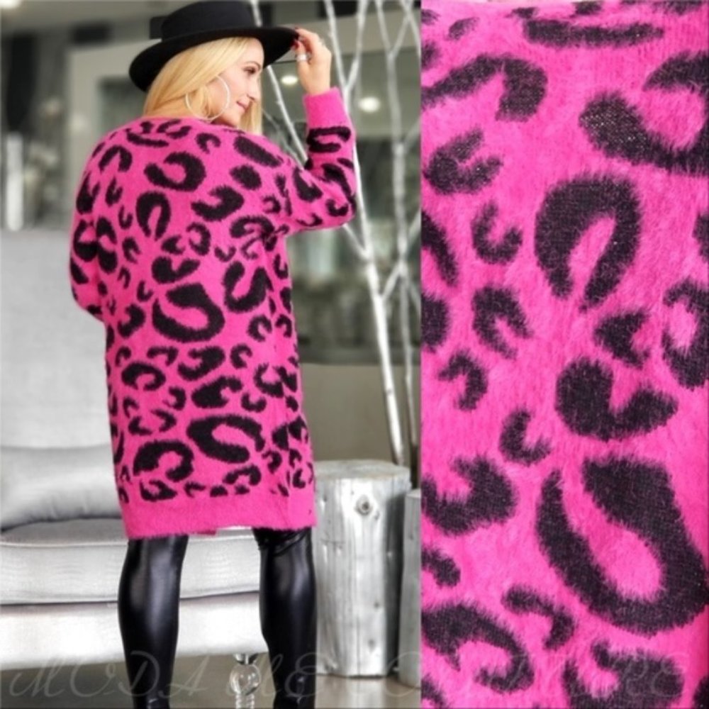 🔥 BACK IN - BRAXTEN Leopard Cardigan Long Sleeve - Picture 4 of 5